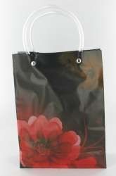 Bolsa de Regalo / Bolsa de Compra Negro/Flor Roja Large (12 uds.)