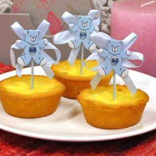 TOPPER PARA CUPCAKES DE NACIMIENTO - OSO AZUL (12 uds.)
