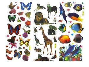 Hojas de pegatinas de animales grandes (40 uds.)