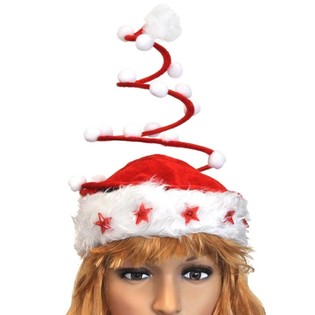 GORRO DE NAVIDAD DE LUJO EN ESPIRAL CON ESTRELLA LUMINOSA (12 ud.)