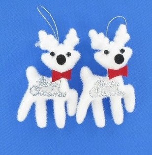 2 pequeños renos decorativos blancos (pack de 12)