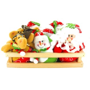 PELUCHE DE NIEVE Y PAPÁ NOEL EN CAJA DE MADERA - MODELO 2 (12 uds.)