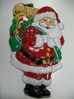 CARTEL DECORATIVO GRANDE - PAPÁ NOEL CON SACO DE REGALOS (2 uds.)