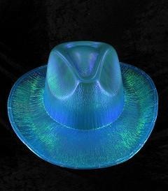 SOMBRERO DE COWBOY CON PURPURINA - AZUL (6 uds.)