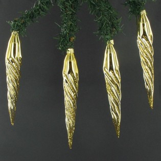 CARÁMBANOS DE NAVIDAD DORADOS EN CAJA (6 uds.)