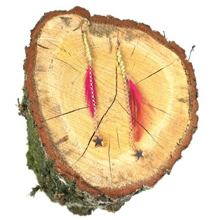 Pendientes Ibiza con Plumas Rosa/Verde (1 ud.)