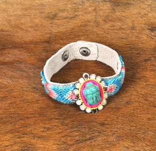 Pulsera Estilo Ibiza Plateada con Buda Turquesa (1 ud)