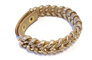Pulsera Estilo Ibiza Trenzada Oro/Marr&oacute;n (1 ud)