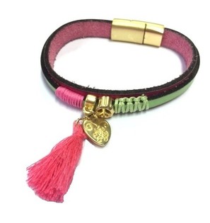 Pulsera de Lujo Corazón Verde/Rosa (1 ud)