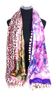 Bufanda de Lujo Reversible Estilo Ibiza Rosa/Lila/Tigre (1 ud.)