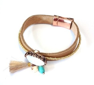 Pulsera marrón con piedra (1 ud)