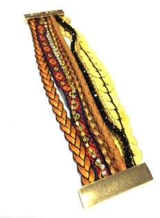 Pulsera Estilo Ibiza Marrón con Monedas (1 ud)