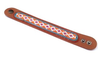 Pulsera de Cuero Azteca Estrás Rojo (1 ud)