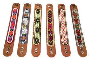 Pulsera de Cuero Azteca con Strass Pack Mixto (6 uds)