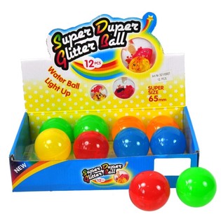 Pelotas saltarinas de colores sin luz en expositor (12 uds.)