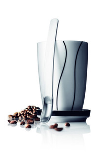 MENU BLACK CONTOUR TAZA T&Eacute;RMICA GRANDE CON PLATO Y CUCHARA PARA LATTE (1 ud.)