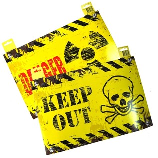CARTEL DECORATIVO DE PUERTA - "DANGER" / "KEEP OUT" (12 uds.)