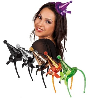 Diadema de Sombrero de Bruja con Purpurina (6 uds.)