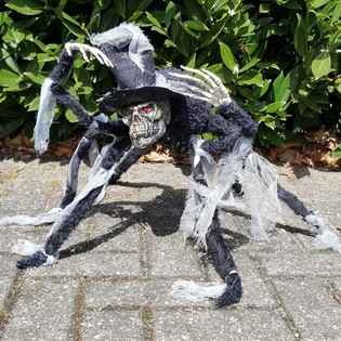 MEGA ARA&Ntilde;A DE DECORACI&Oacute;N CON CALAVERA Y OJOS LUMINOSOS (2 uds.)