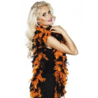BOA DE PLUMAS NARANJA Y NEGRO 180 CM (12 uds.)