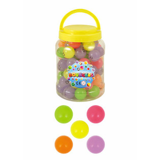 PELOTAS SALTARINAS FLUORESCENTES Ø3.3 CM EN BOTE (72 ud.)