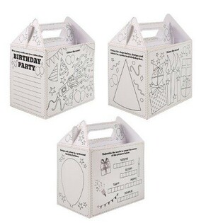 Caja de Menú – Happy Birthday – Para Colorear - 14 x 9,5 x 18 cm (24 uds.)