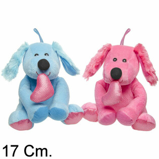 PERRO DE PELUCHE CON CORAZÓN - 17 CM - MIX COLORES (12 ud.)