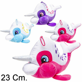Narval de Peluche con Cuerno - 23 cm - Colores Mezclados (12 uds.)