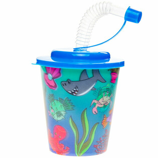 VASO PARA BEBER / COPA DE HELADO CON PAJITA &ndash; ANIMALES MARINOS (12 uds.)