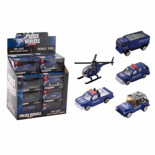 DIE CAST - MIX VEH&Iacute;CULOS DE POLIC&Iacute;A, ESCALA 1:64 EN EXPOSITOR (24 uds.)