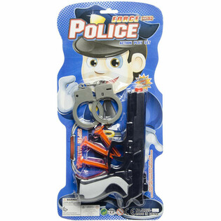SET DE POLIC&Iacute;A EN TARJETA - PISTOLA CON 3 VENTOSAS Y ESPOSAS (6 uds.)