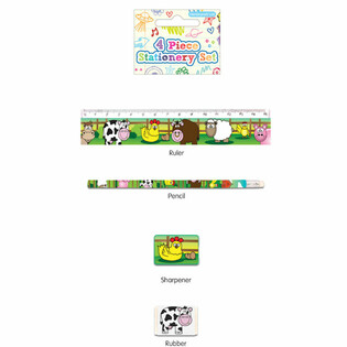Set de Papelería de Animales de la Granja de 4 Piezas (24 uds.)