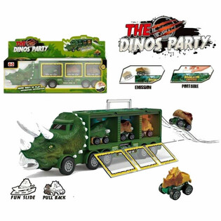 CAMI&Oacute;N DINOSAURIO CON 3 COCHES DINO - SET EN CAJA DE REGALO