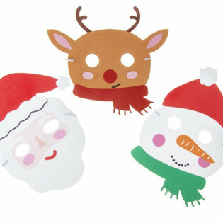 Mix de Máscaras de Navidad de Goma Eva - Papá Noel, Reno y Muñeco de Nieve (48 uds)