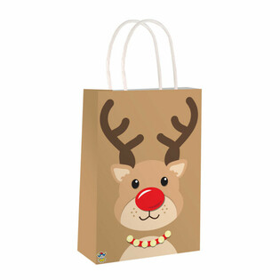 RENO DE NAVIDAD - BOLSA DE PAPEL CON ASAS - 14x21x7Cm - NAVIDAD (24 uds.)