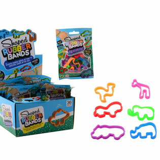 SET DE 6 GOMAS EL&Aacute;STICAS ANIMALES SALVAJES EN EXPOSITOR (36 uds.)