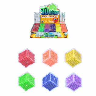 JUEGO DE PACIENCIA CUBO LABERINTO CON BOLA EN EXPOSITOR (24 uds.)