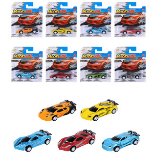 COCHES DEPORTIVOS PULL BACK EN TARJETA - COLORES MIXTOS (12 uds.)