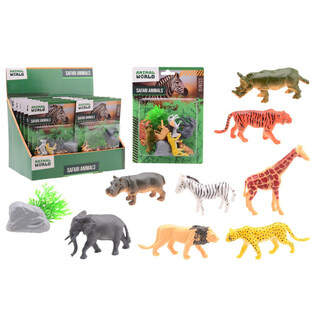 ANIMAL WORLD - SET DE ANIMALES DE SAFARI DE 10 PIEZAS EN BL&Iacute;STER - EN EXPOSITOR (12 uds.)