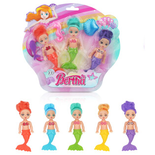 Set de 3 Mu&ntilde;ecas Sirena en Tarjeta (6 sets)