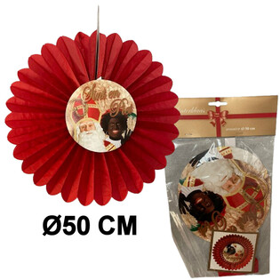 ABANICO DECORATIVO DE SINTERKLAAS Ø50 CM - PLEGABLE (6 uds.)
