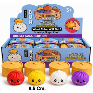 RAGE - Squishy SUGAR EDITION Bun Dumplings GRANDE (8.5 x 8.5 x 4.8 cm) - Juguete Fidget Viral 2026 (12 uds)