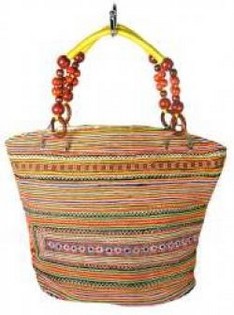 Bolso B-Fair Beads Amarillo/Marr&oacute;n - Hecho a Mano